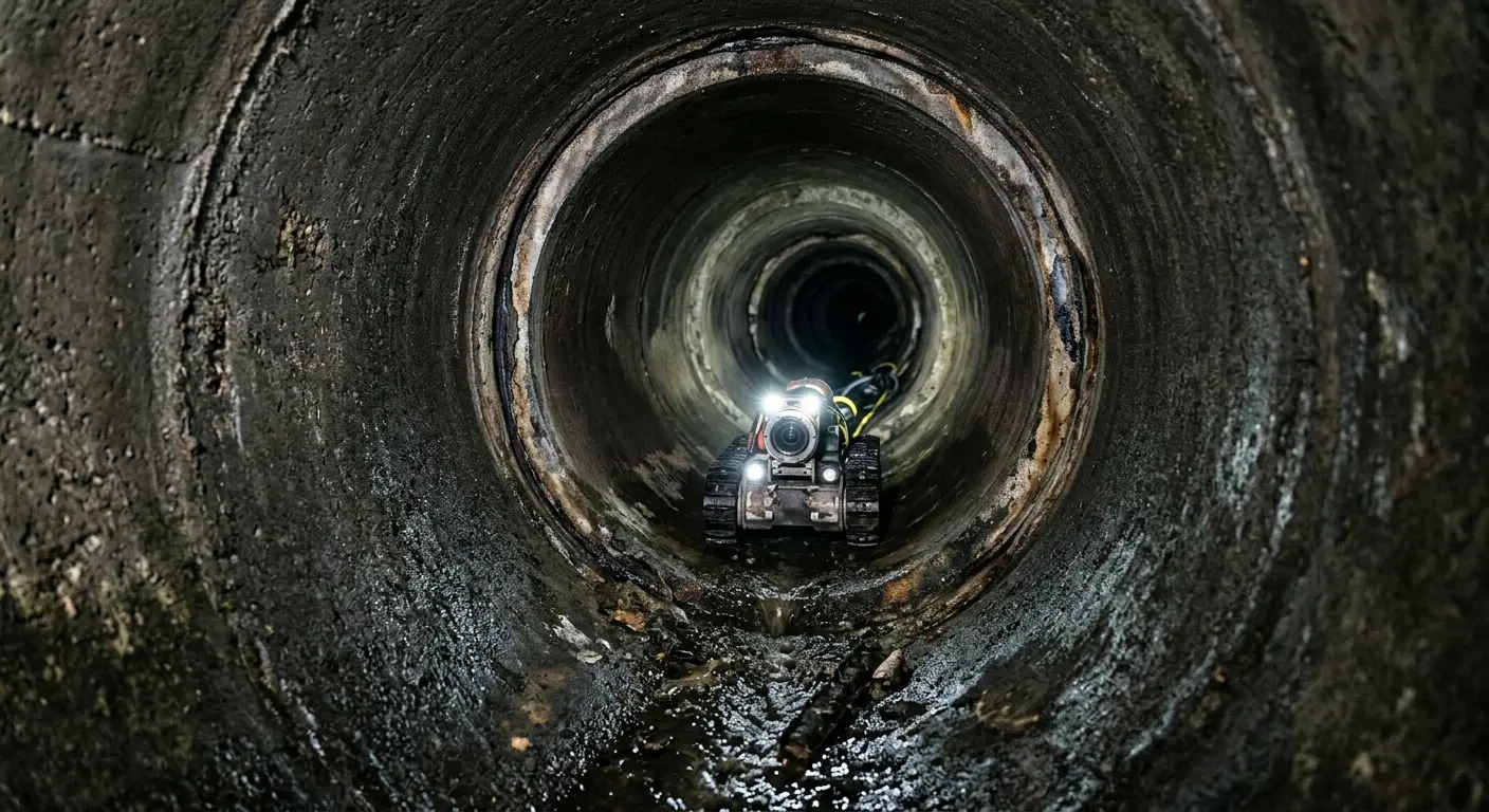 Robotic sewer camera inspecting pipe interior for Sewer Line Repair in Horizon West